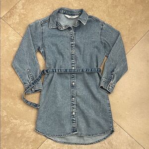 Girl H&M Denim Button-Up Dress with Belt
